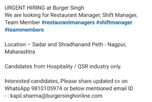 Display for Manger opening at devyani food